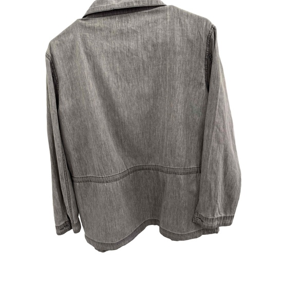 Ellison Gray Button Epaulettes Four Front Pockets Zipper Military Jacket L - Picture 7 of 9